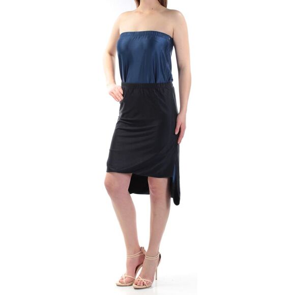 DKNY Womens Navy Color Block Sleeveless Below The Knee Hi-Lo Dress Size: S - Picture 1 of 3